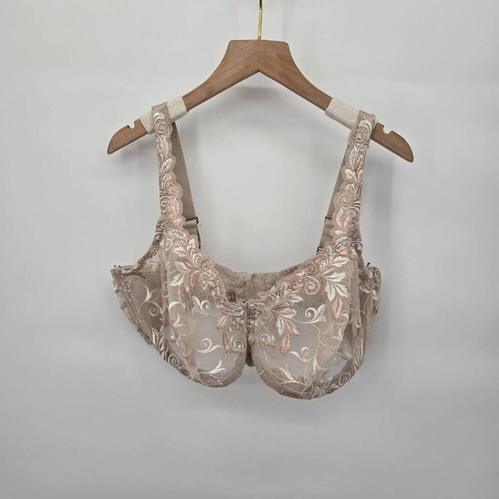 Soma Sensuous Lace Unlined Underwire Embroidered Bra Size 40G Beige